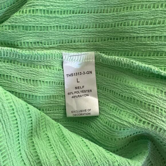 THML Puff Balloon Sleeve Blouse Top Lime Green Large Southern Belle Preppy - Picture 6 of 6